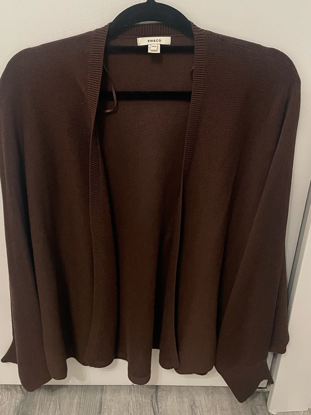 RW&CO. Women's Brown Open-Front Knit Cardigan